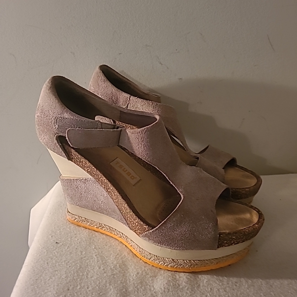 Tsubo Wedge Shoes Isara 8248-PUTT Cork Rubber Jute Accents 9.5